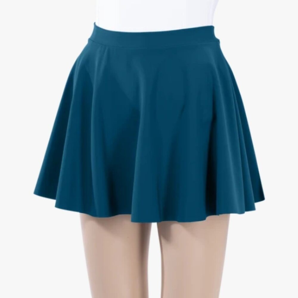Teal Blue Skater Skirt Flared Mini Skirt SMALL Stretchy Twee 2010s